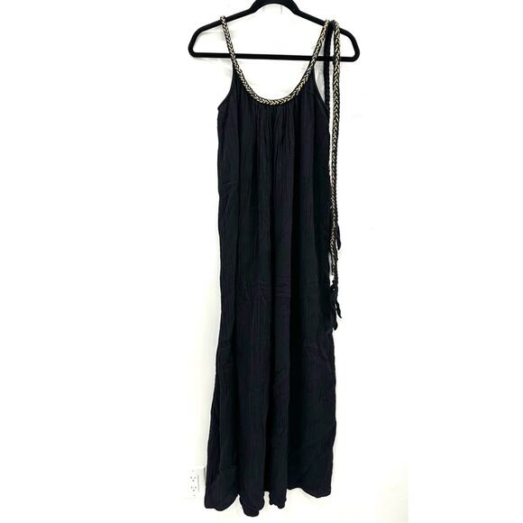 Sezane Sacha Organic Cotton Black Maxi Dress. - Picture 4 of 7